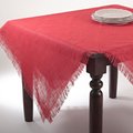 Saro Lifestyle SARO  60 in. Mari Sati Square Fringed Jute Tablecloth - Red JU209.R60S